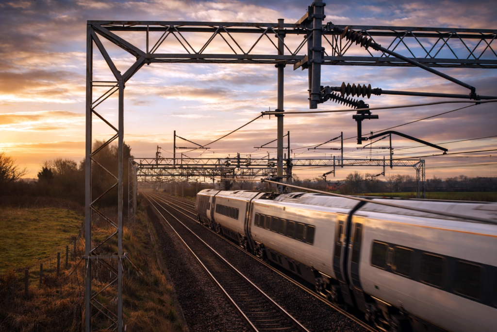 WCML bathed in sunlight with Avanti Pendolino